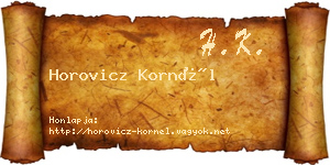 Horovicz Kornél névjegykártya